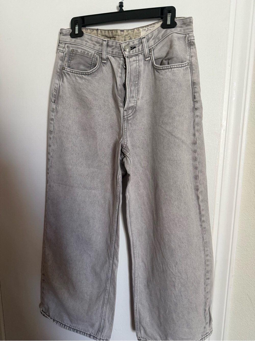rag & bone Wide-Leg High-Rise Gray Jeans